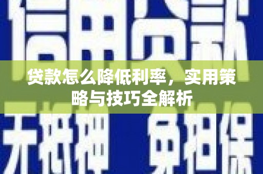 伸港贷款怎么降低利率，实用策略与技巧全解析